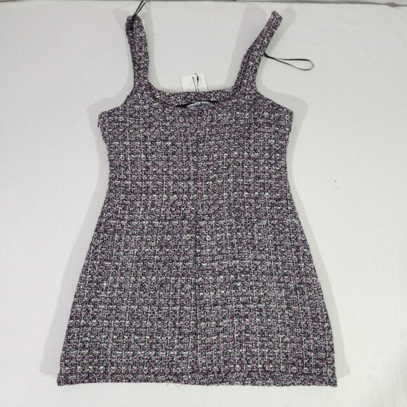 Zara Pink Tweed Mini Dress With Sleeveless Design Square Neckline READ ME - Picture 9 of 11